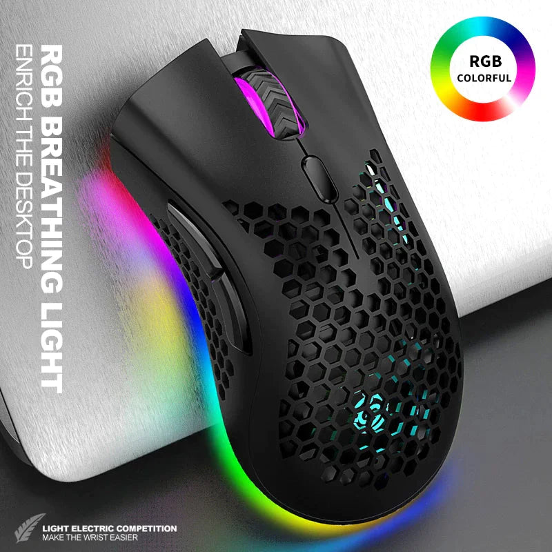 Wireless Mouse Gaming Rechargeable Optical Mouse Cordless 7 Color LED Backlit PC