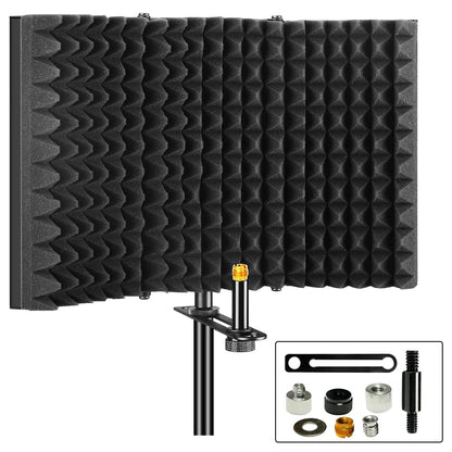 5Core Microphone Isolation Shield  Foldable Mic Shield with 3 Sound Insulation Absorbing Foam