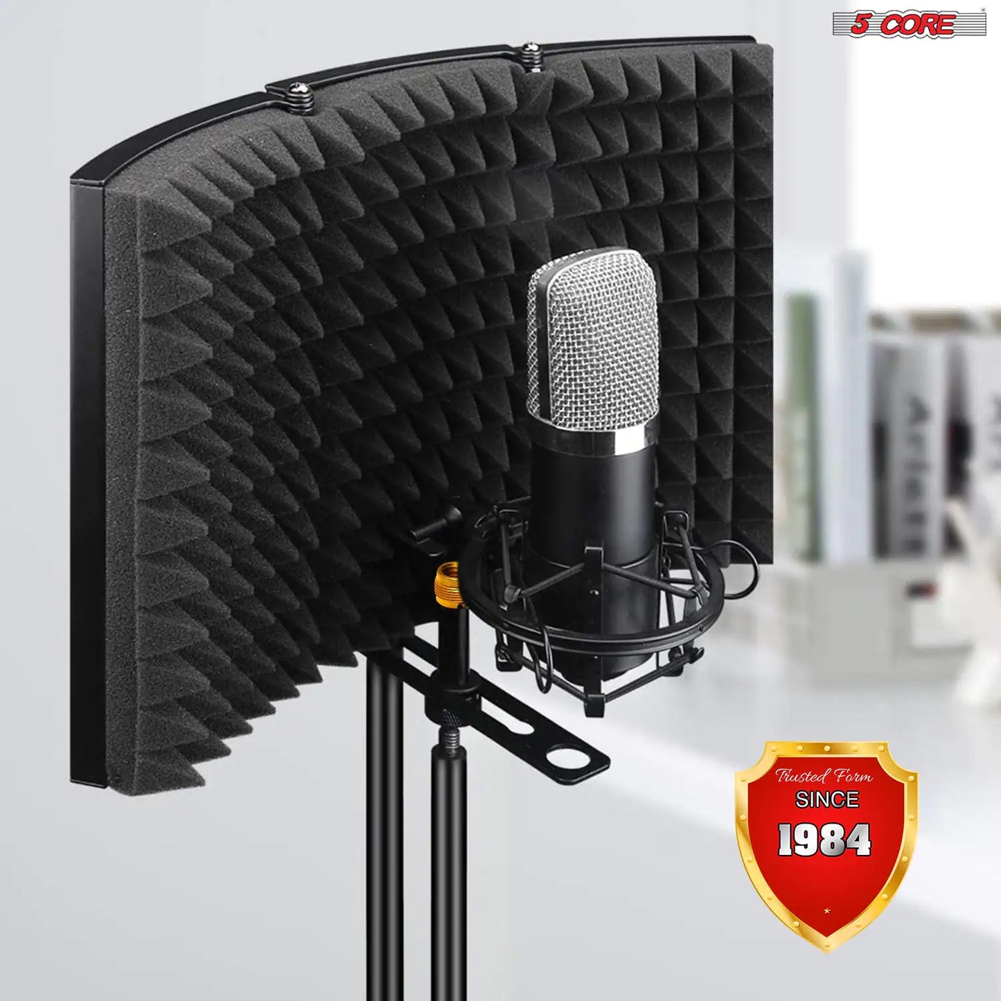 5Core Microphone Isolation Shield  Foldable Mic Shield with 3 Sound Insulation Absorbing Foam