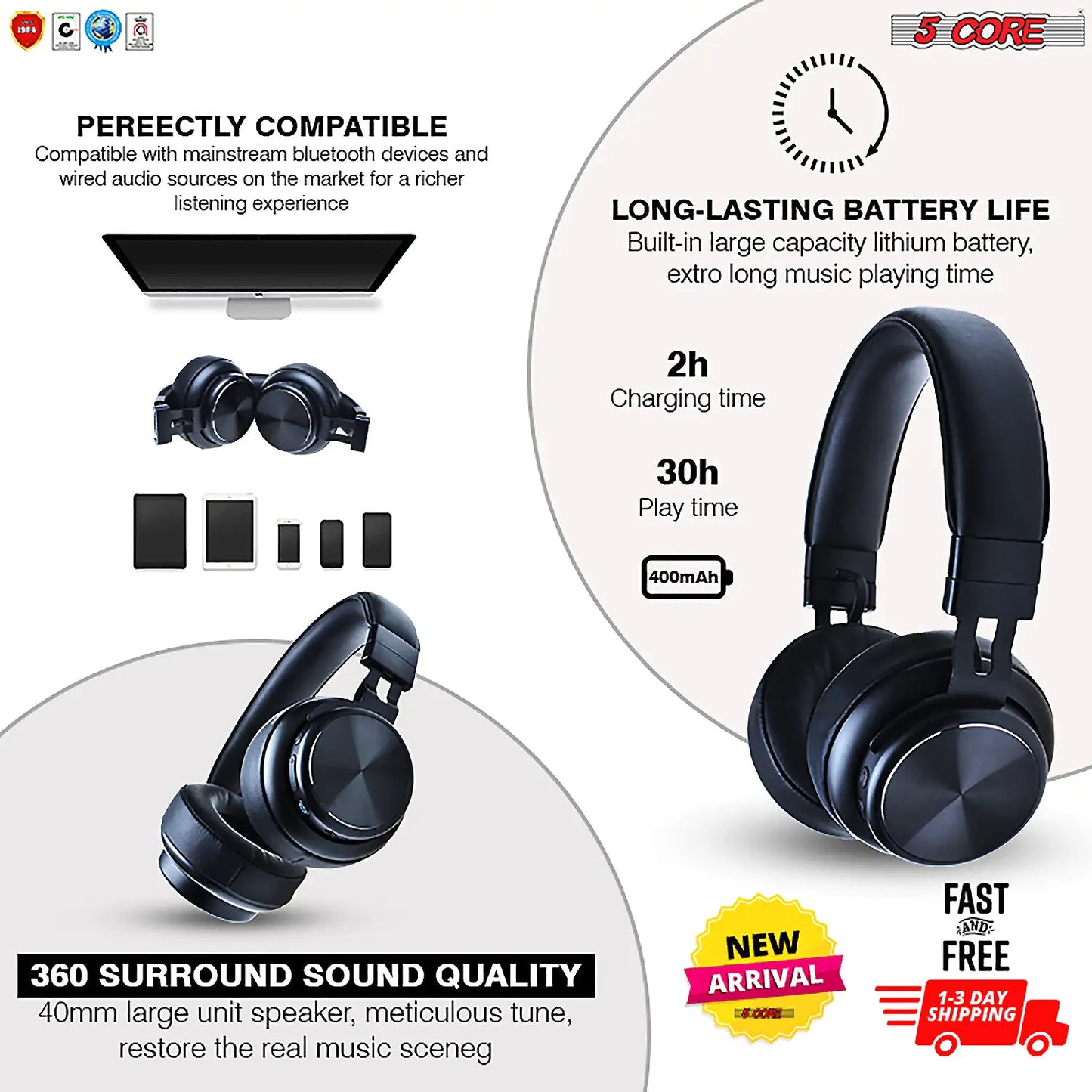 5Core Bluetooth Headphones Wireless Noise Cancelling Audifonos Inalambricos