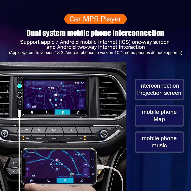 7" Double 2 DIN Car MP5 Player Bluetooth Touch Screen Stereo Radio With Camera