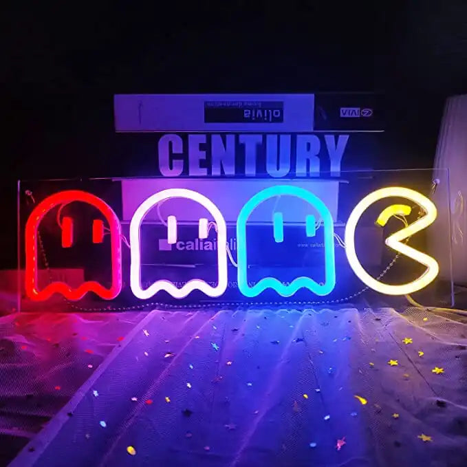 LED Neon Pac-Man and Ghosts