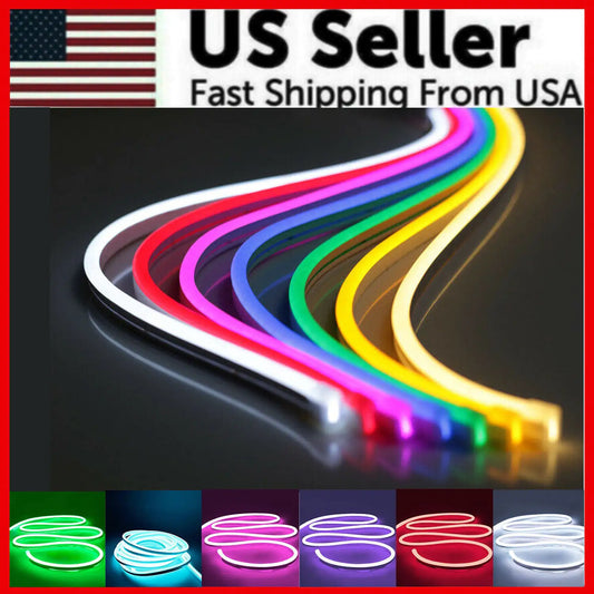 1M 2M 3M 5M 12V Flexible Sign Neon Lights Silicone Tube LED Strip Waterproof USA