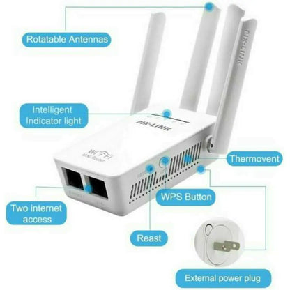 1200Mbps WiFi Range Extender Repeater Wireless Amplifier Router Signal Booster