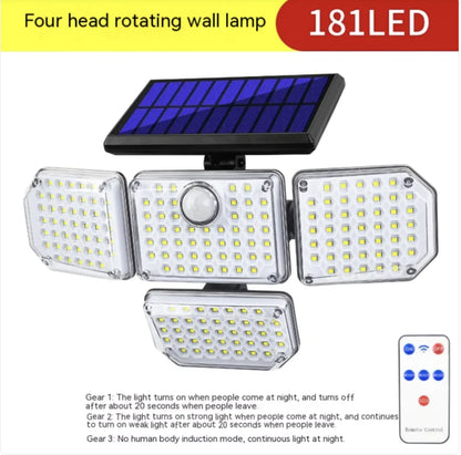 New Solar Wall Lamp Three Ends Outdoor Waterproof Human Induction